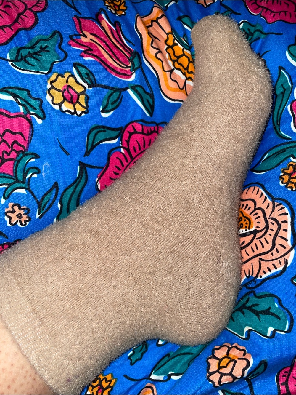 Tan Fuzzy Socks-Well Worn